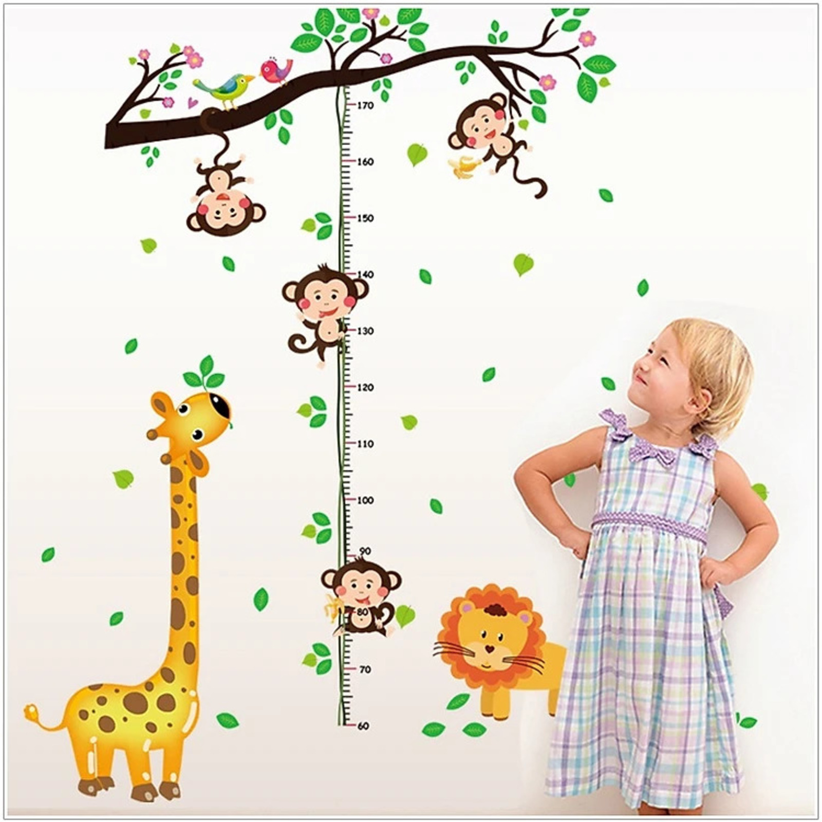 Decal dán tường Thước đo chiều cao khỉ con